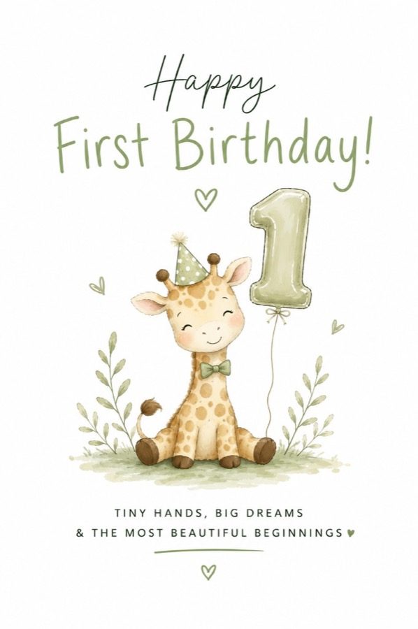 Tiny Hands, Big Dreams first birthday card