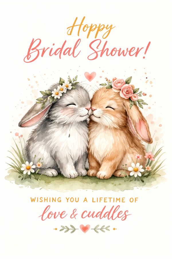 Love & Cuddles bridal shower card